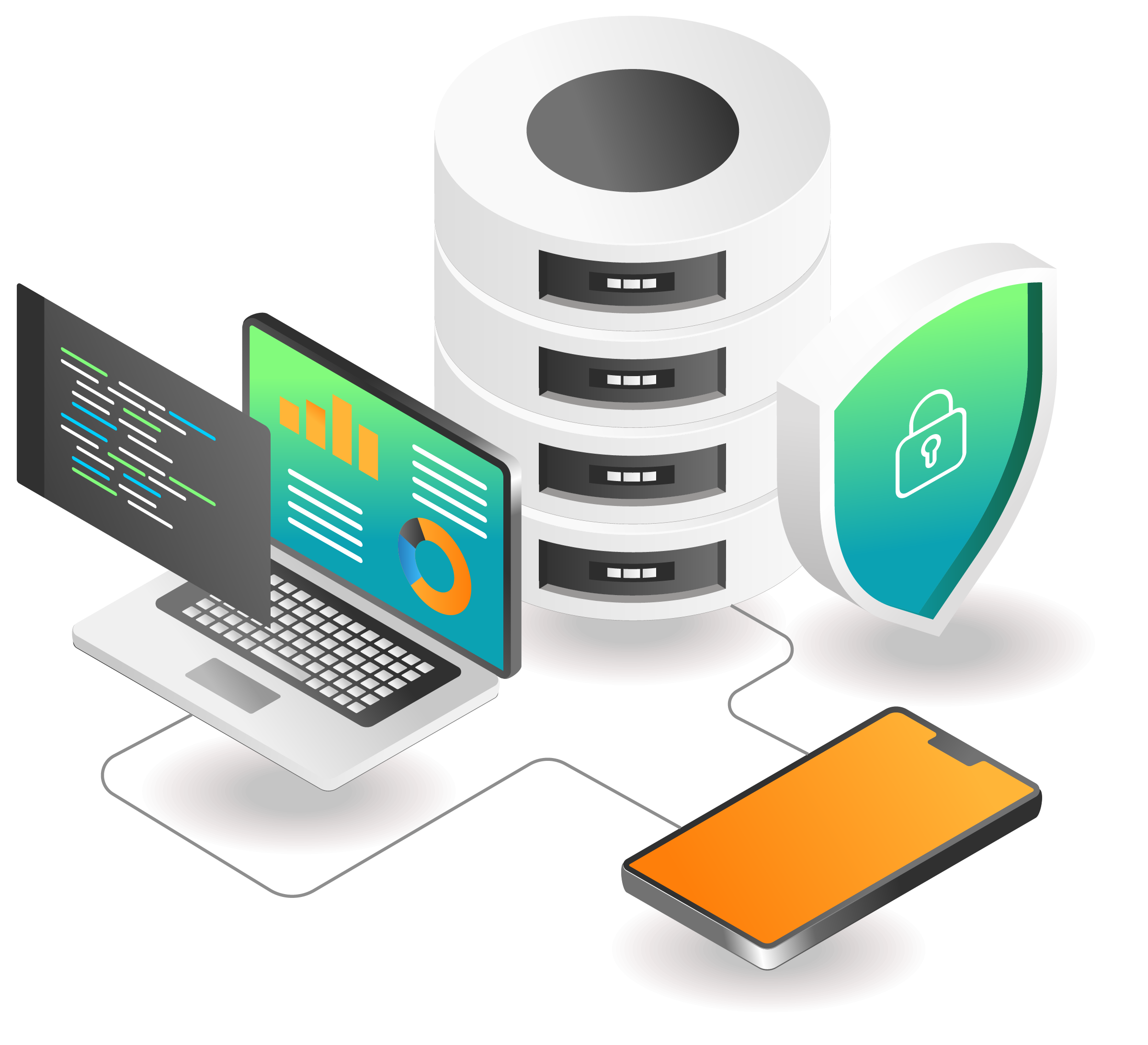 Pixel86 illustration representing website hosting, security and technical support