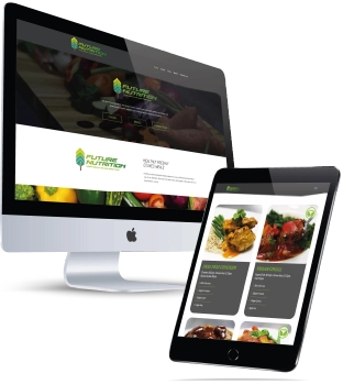 Responsive website design displayed across desktop and tablet devices